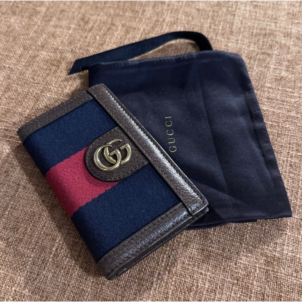 Auth. Gucci GG Ophidia Web Canvas Card Holder Case W/Dust Bag Rare
